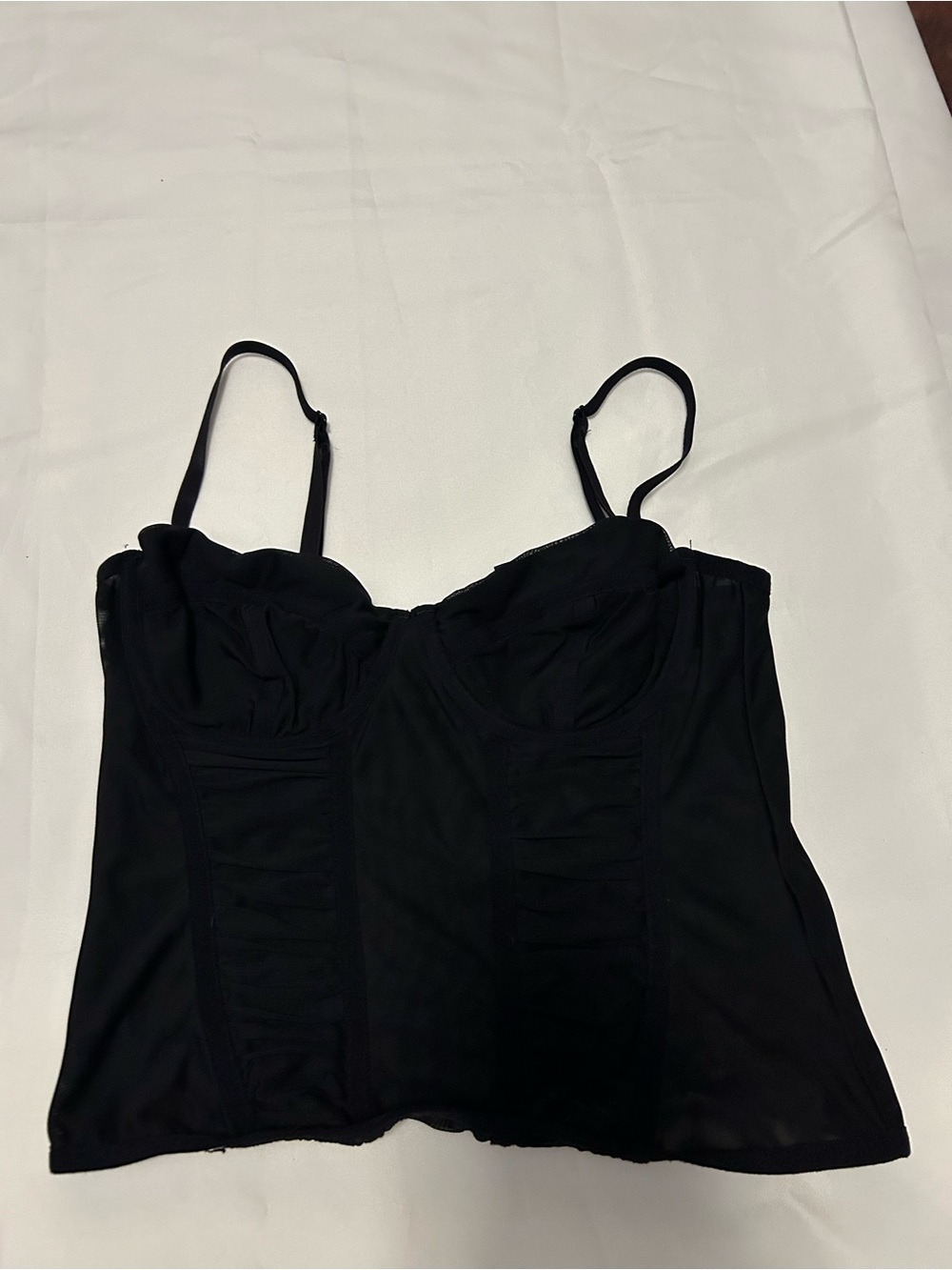 Divided Black Bustier-Style Bandeau Top